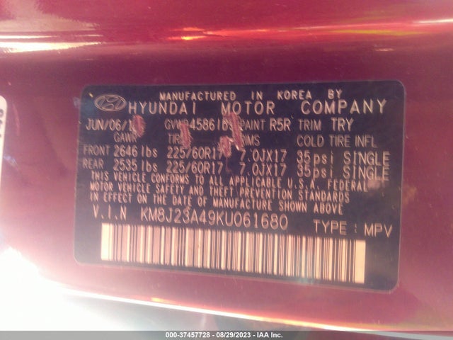 Hyundai TUCSON SE 2019 KM8J23A49KU061680 Image 9