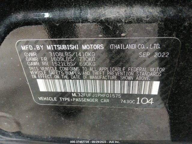 ML32FUFJ1PHF01575 Mitsubishi Mirage G4 Es/le/black Edition