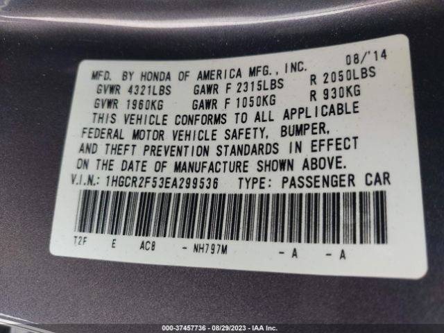 1HGCR2F53EA299536 Honda Accord Sedan Sport