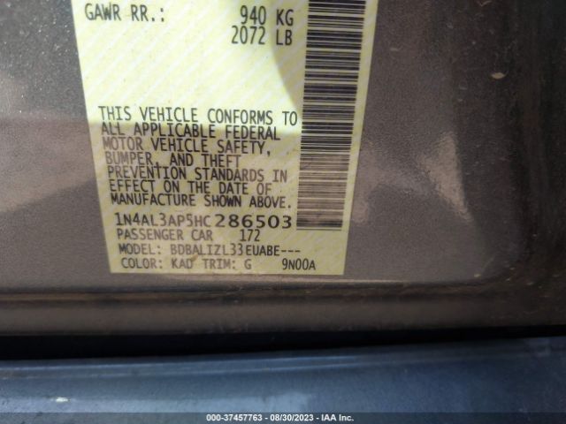 1N4AL3AP5HC286503 Nissan Altima 2.5 Sv
