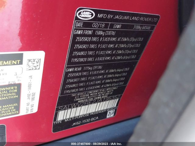 SALWV2RE2JA195352 Land Rover Range Rover Sport Autobiography