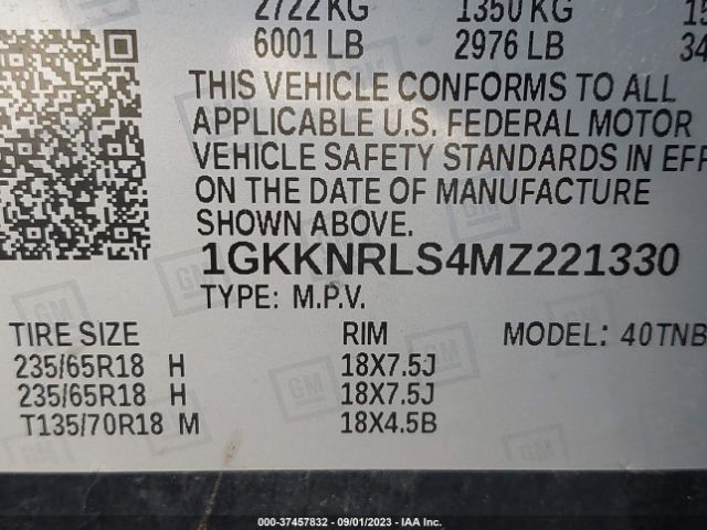 1GKKNRLS4MZ221330 GMC ACADIA SLE