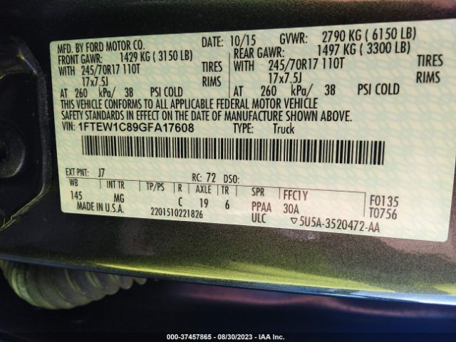 1FTEW1C89GFA17608 Ford F-150 Xlt/xl