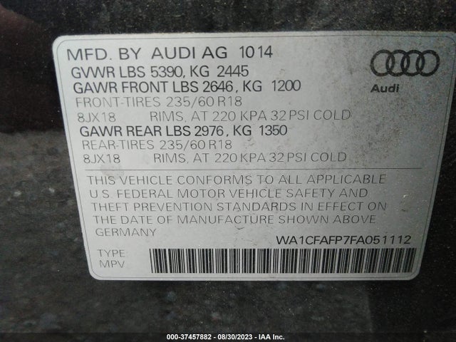 WA1CFAFP7FA051112 Audi Q5 PREMIUM