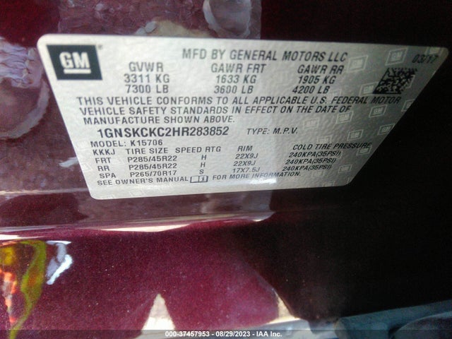 Chevrolet Tahoe Premier 2017 1GNSKCKC2HR283852 Image 15