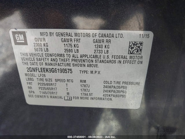 Chevrolet EQUINOX LS 2016 2GNFLEEK9G6190575 Image 9