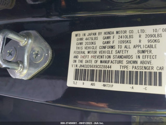 Продажа на аукционе авто 2009 Acura Tsx, vin: JH4CU266X9C028844, номер лота: 37458081