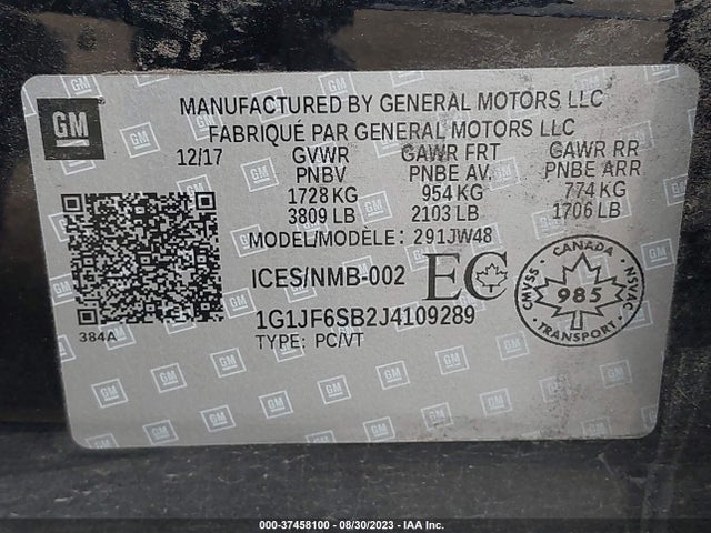 Chevrolet Sonic Premier 2018 1G1JF6SB2J4109289 Image 9