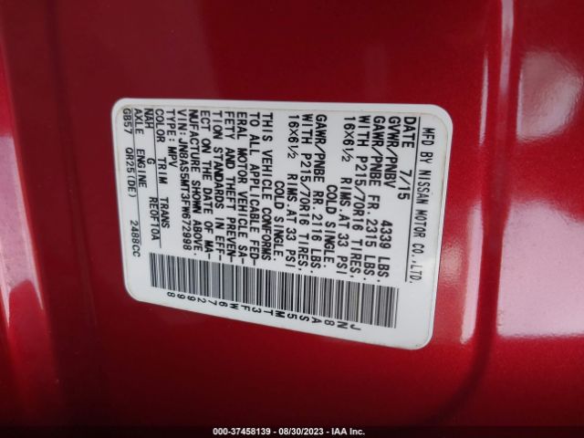 JN8AS5MT3FW672998 Nissan Rogue Select S