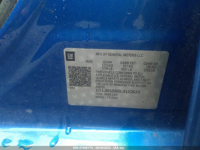 Chevrolet SONIC LS 2020 1G1JB5SB0L4122633 Image 9