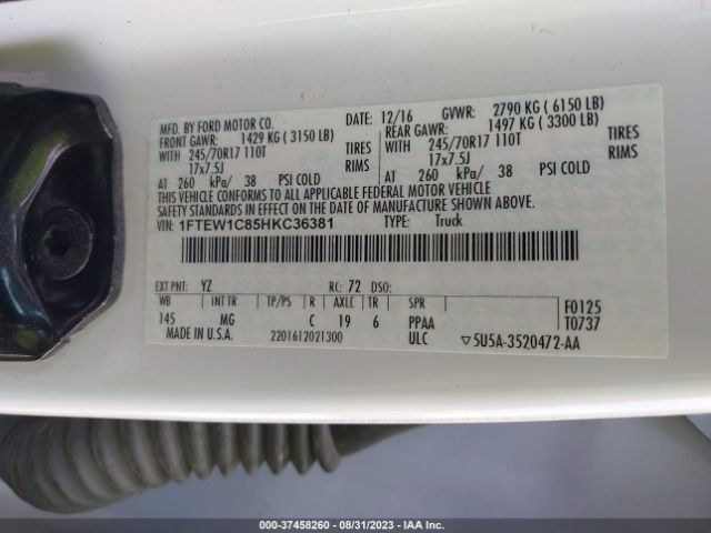 1FTEW1C85HKC36381 Ford F-150 Xl/xlt