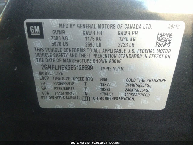 Chevrolet Equinox Ltz 2014 2GNFLHEK5E6128699 Image 9