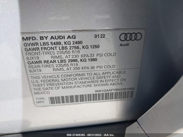 WA1GAAFY8N2061665 Audi Q5 S Line Premium