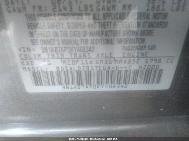 Nissan SENTRA SV 2019 3N1AB7AP0KY402342 Image 9