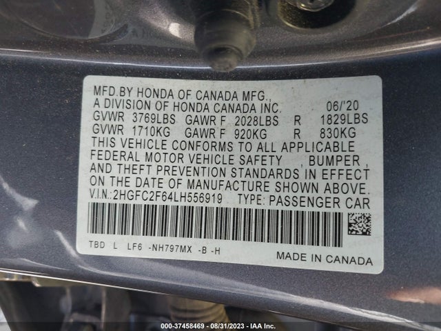 Honda Civic Sedan Lx 2020 2HGFC2F64LH556919 Image 9