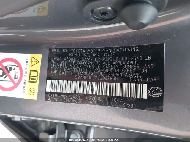 2018 Lexus ES, VIN: 58ABK1GG7JU087860