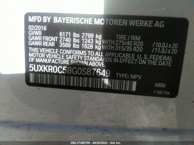 5UXKR0C58G0S87649 BMW X5 Xdrive35i