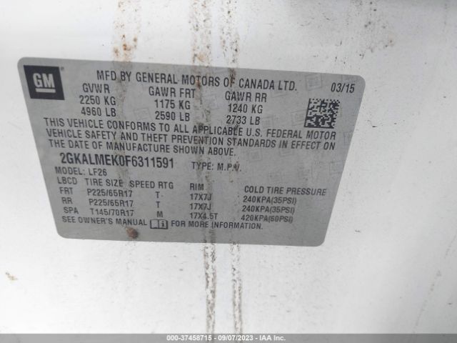 2GKALMEK0F6311591 GMC Terrain Sle