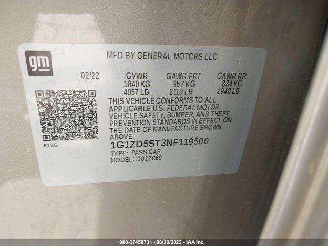 Chevrolet MALIBU LT 2022 1G1ZD5ST3NF119500 Image 15