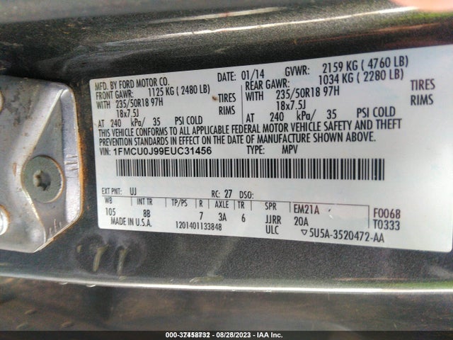 Ford Escape Titanium 2014 1FMCU0J99EUC31456 Image 9