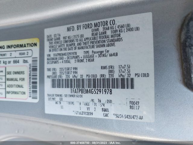 1FATP8EM4G5291978 Ford Mustang V6