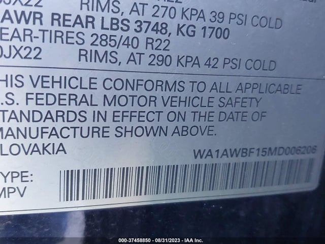 2021 Audi SQ8, VIN: WA1AWBF15MD006206