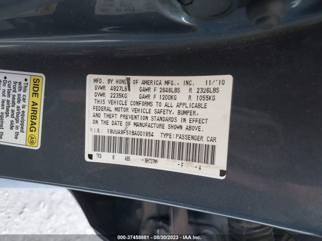 2011 ACURA TL TECH VIN: 19UUA9F51BA001954