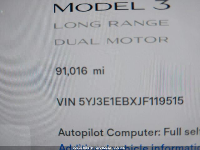 5YJ3E1EBXJF119515 Tesla Model 3 Long Range
