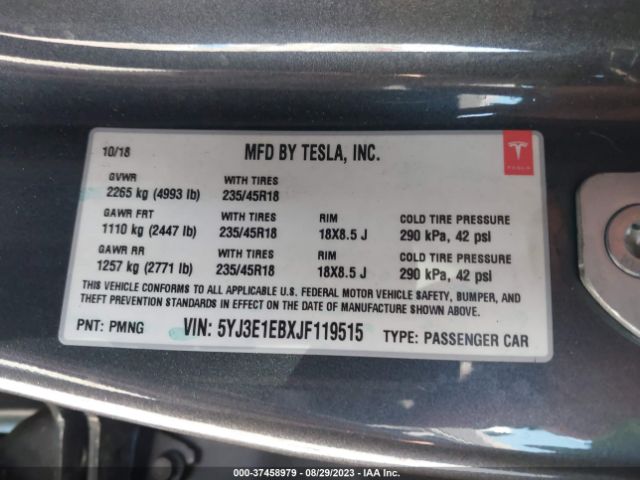 5YJ3E1EBXJF119515 Tesla Model 3 Long Range