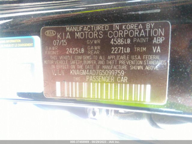KNAGM4AD7G5099759 KIA OPTIMA HYBRID