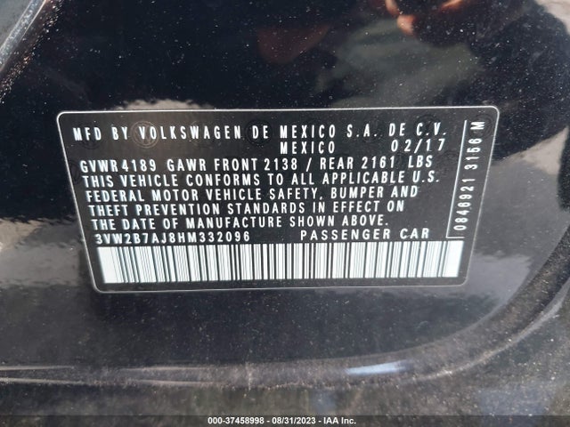 3VW2B7AJ8HM332096 Volkswagen Jetta 1.4t S