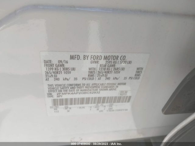 2FMPK4AP2GBC52932 Ford EDGE SPORT
