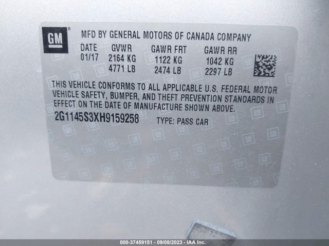 Chevrolet Impala Premier 2017 2G1145S3XH9159258 Image 9
