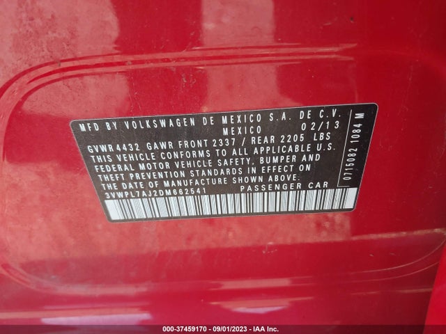 2013 VOLKSWAGEN JETTA SPORTWAGEN 2.0L TDI VIN: 3VWPL7AJ2DM662541
