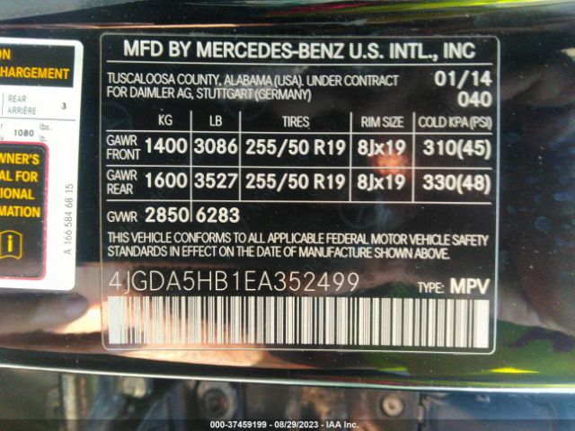 4JGDA5HB1EA352499 Mercedes-Benz M-class Ml 350