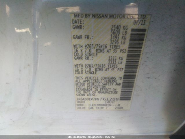 1N6AD0EV7FN761209 Nissan Frontier Pro-4x
