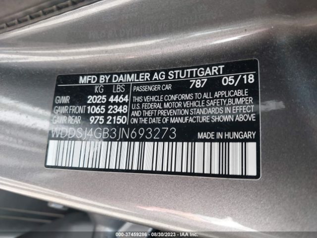 WDDSJ4GB3JN693273 Mercedes-Benz Cla Cla 250