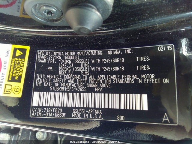 Toyota Highlander Le 2015 5TDBKRFH5FS142855 Image 16