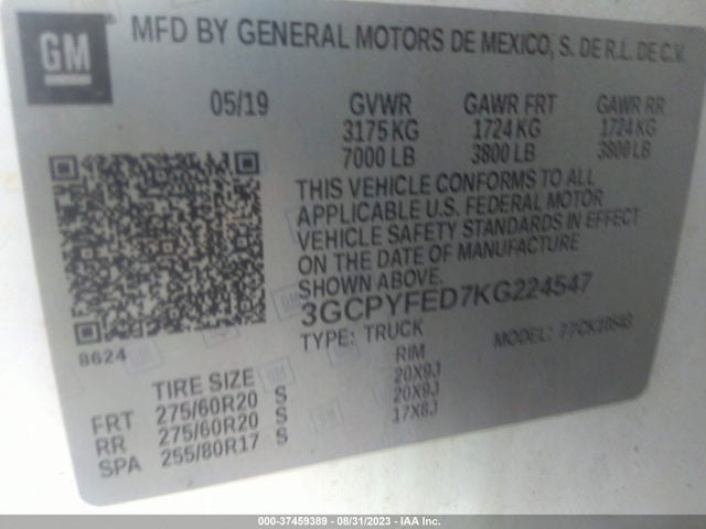 Chevrolet Silverado 1500 Lt Trail Boss 2019 3GCPYFED7KG224547 Image 9
