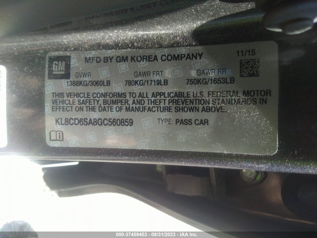 Chevrolet Spark Lt 2016 KL8CD6SA8GC560859 Image 9