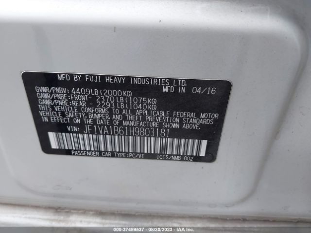 JF1VA1B61H9803181 Subaru WRX