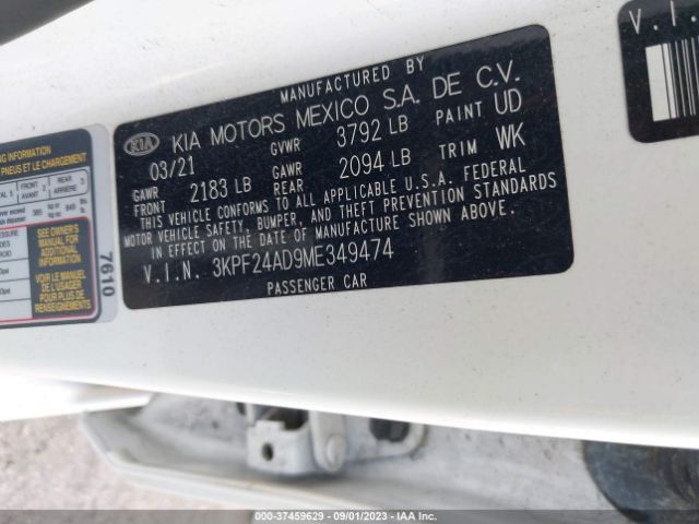3KPF24AD9ME349474 KIA Forte Lxs