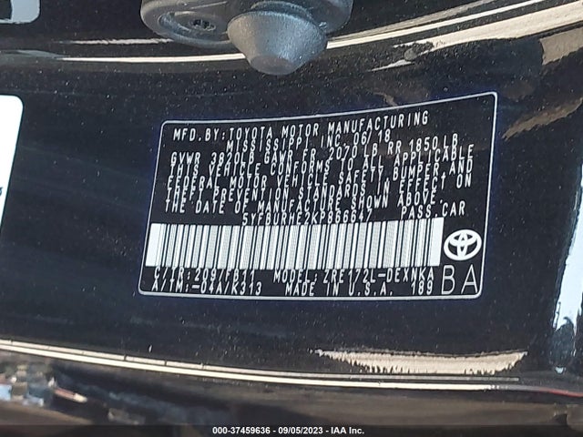 Toyota COROLLA LE 2019 5YFBURHE2KP866647 Image 9