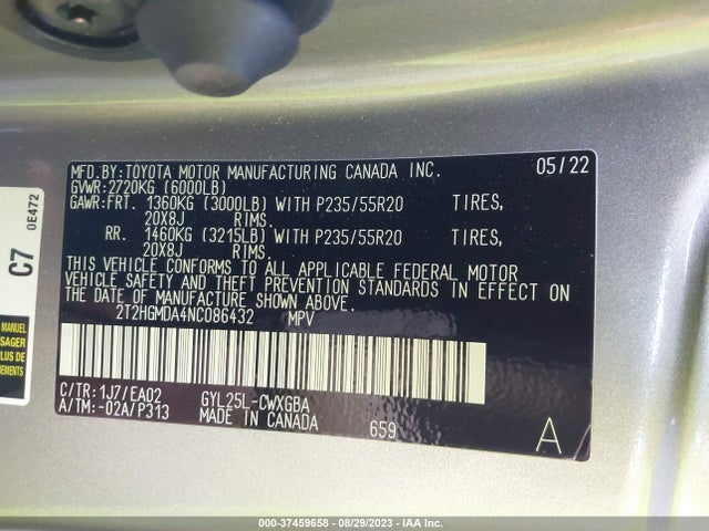 2T2HGMDA4NC086432 Lexus Rx Rx 450h