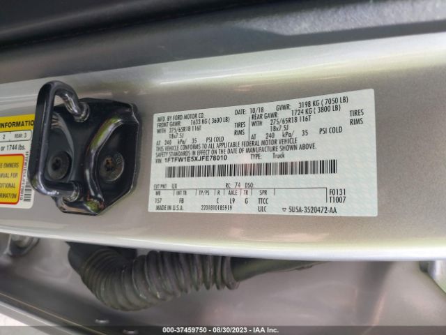 1FTFW1E5XJFE78010 Ford F-150 Xl/xlt/lariat