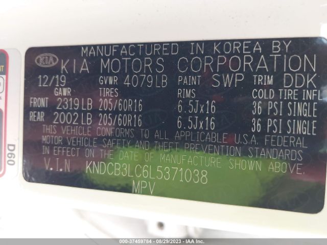 KNDCB3LC6L5371038 KIA NIRO LX