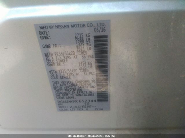 5N1AR2MN5GC657344 Nissan Pathfinder Platinum