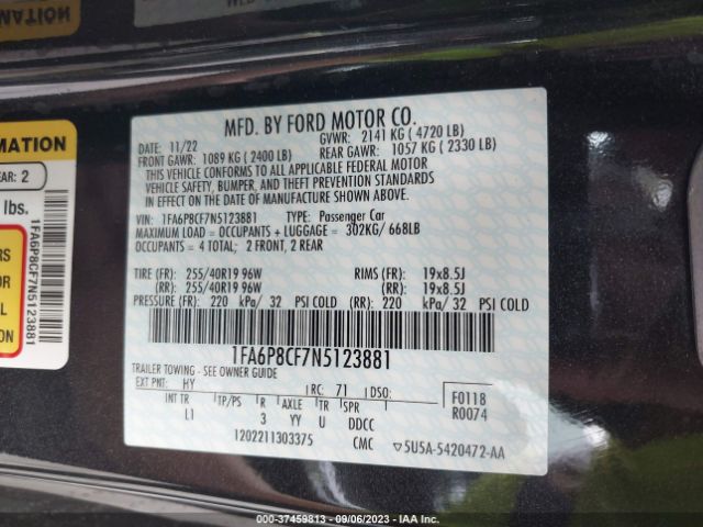 1FA6P8CF7N5123881 Ford MUSTANG GT