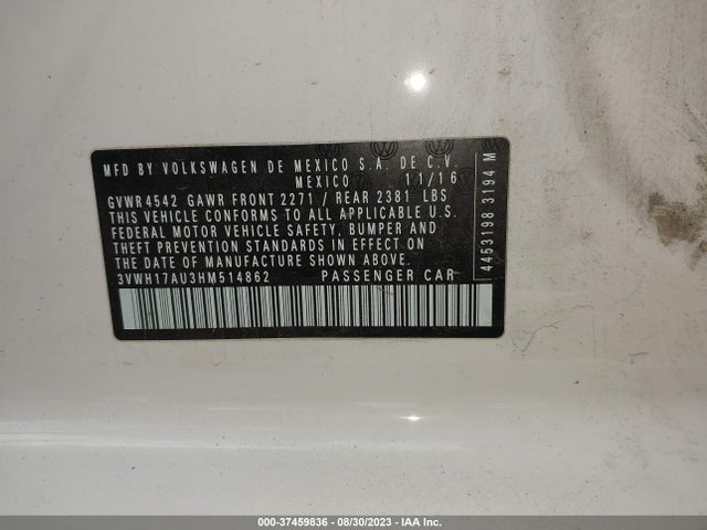 3VWH17AU3HM514862 Volkswagen Golf Alltrack S/se/sel