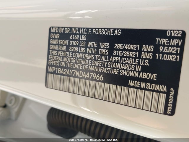 WP1BA2AY7NDA47966 Porsche Cayenne